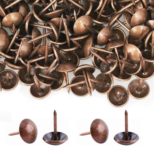 500PCS Tachuelas de Tapicería, BetterJonny Clavos de Tapicería Decorativos Vintage Clavos de Tapicería Tachuelas Tacos para Sillón Sofá Muebles Puertas, 11 x 17 mm (Bronce Rojo)