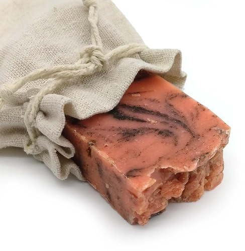 Jabón natural de Canela y Naranja en bolsa de yute - Piel mixta y todo tipo de pieles - Reduce el acné y calma la irritación - Especial en bolsa para regalo invitados