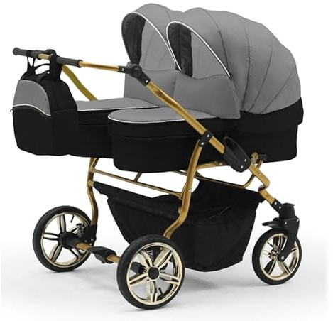 Zwillingskinderwagen 2 in 1 Duet Lux Goldedition inkl. Sportsitze - 10 Teile - in 20 Farben