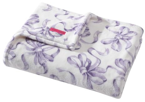 Betsey Johnson - Blanket, Ultra-Soft Plush Bedding, Warm & Cozy, Oversized Room Essentials (Ballet Bows Purple, Full/Queen)