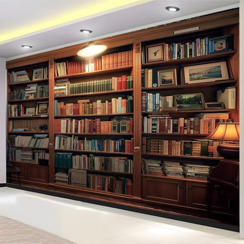 Tapete Wandbild 3D Fototapete Bücherregal Im Kunststil Bunt Vliestapete Wandtapete Foto für Modernes Design der Fernseh Hintergrund Wand-Kunst-Deko, 350x256 Cm