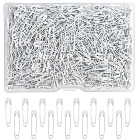 XiuGlimpse 500 Stück Sicherheitsnadeln 19mm, Weiß, Schwarz, Silber, Gold - Klassisch, Edelstahl, Sharp_PIN, Safety Pin