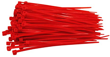 Pack of 100 Cable Ties Red 100 mm x 2.5 mm Craftsman Quality Cable Ties Short 8.1 kg Tensile Force
