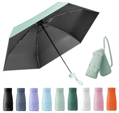 Wydexint Compact Umbrella, Donna Pieghevole Portatile, Ombrello Piccolo, Mini Ombrello, Ombrello Sole Anti Uv, Con Scatola Porta Capsule, Impermeabile e Antivento, Sia Per Uomo Che Per Donna