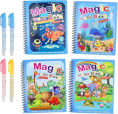 Magische Wassermalbücher für Kinder in 4 verschiedenen Variationen zum wiederverwerten