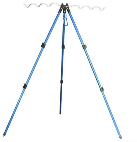 Treppiede telescopico per canna da pesca, leggero, facile da trasportare e riporre, design in alluminio (B blu)