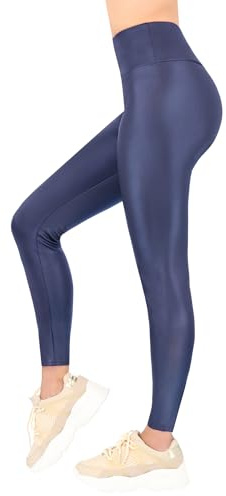 FUTURO FASHION Dam glänsande blöta look leggings – rumplyft hög midja icke genomskinlig design stretchig och andningsbar idealisk för vardaglig fest fitness olika färger storlekar S till 5XL,