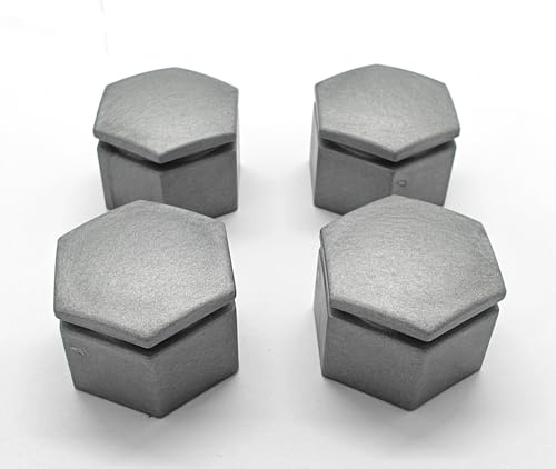 Partsdealers Wheel Nut Covers - Durable Bolt Covers Caps (4, Matt Alloy Grey, 22mm HEX)