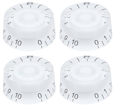 QUARKZMAN 4 Stück E Gitarrenknöpfe Weiß Geschwindigkeit Lautstärke Tonreglerknopf 6mm x 26.2mm x 11.5mm Gitarren Einstellknöpfe für den Ersatz von E Gitarrenteilen (Weiß Schwarzes Wort)
