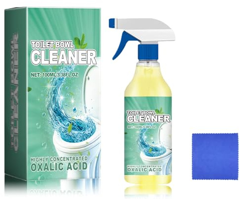 WC Reiniger Extra Stark, 100ml Oxalsäure Reiniger mit Reinigungstuch, Foam-Reiniger-Spray, Urinsteinentferner Extra Stark, Oxalsäure-Toilettenreiniger, Kalkentferner Gegen Kalk & Schmutz (1)