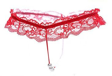 Bommi Fairy Women‘s Sexy Lace Pearl T-Pants Cute Thong gag Gift One Size Underwear G-Strings (UK, Alpha, One Size, Regular, Regular, Red)
