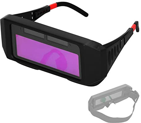 TFixol Lunettes de soudage à intensité variable à énergie solaire - Lunettes de soudage à l'argon - Lunettes de protection - Noir