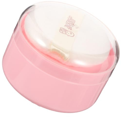 ERINGOGO Babypuderquastenbehälter Kompakt Mit Deckel Tragbar Für Reisen Und Zuhause Rosa Puderquastenbox Für Körperpuder