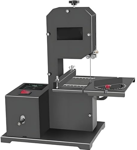 Sierra de Cinta de Banco de 800 W, Sierra de Cinta eléctrica for carpintería de 1750 r/min, Motor for Mesa de Trabajo de Metal inclinable a 45°, Profundidad de Corte de 70 mm, Garganta de 90 mm