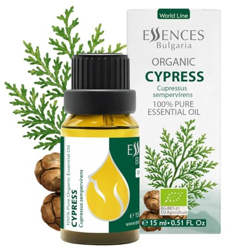 Essences Bulgaria Cypress Essential Oil 15ml (0.51 Fl Oz) | Cupressus sempervirens | 100% Pure, Natural, Undiluted | Aromatherapy, Cosmetics | Vegan, Non-GMO, Cruelty-Free