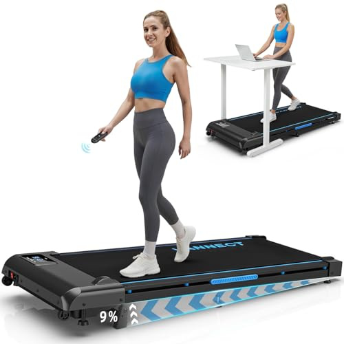 4 in 1 Walking Pad with 9% Incline, 1-10KM/H Walking Treadmill for Home with 330LBS Capacity, 2.75HP Upgraded Portable Under Desk Running Machine with Magnetic Remote Control, LED Display