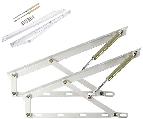 Paquete de 2 bisagras de resorte de gas resistentes para almacenamiento de cama, bisagras grandes de sofá, marco de cama, bisagras de soporte plegables para tapa de cama, color blanco, 120 cm, 4 pies