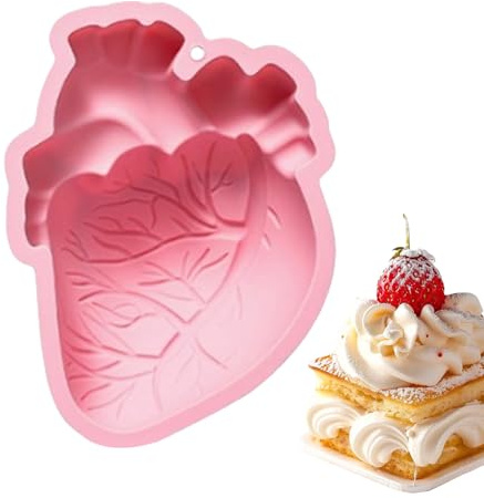 Stampa In Silicone 3D Cuore Umano,Stampo 3D Manuale a 4 Cavità per Cuori Cervello e Resina Epossidica | Feste Halloween, Attrezzo Antiaderente per Creare Sapone Argilla Cioccolato Dolci
