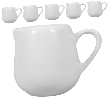 Amosfun 6pcs Creamer Cups Coffee Creamer Porcelain with Handle Mini Sauce Boat Mini Gravy Bowl Ceramic Gravy Boat Espresso Cups with Spout Small Sauce Jug White