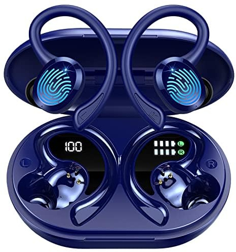 Cuffie Bluetooth Sport, Auricolari Bluetooth 5.3 con 4ENC Mic Stereo, 48H Cuffie Wireless, Cuffiette Bluetooth Doppio Display LED, IP7 Impermeabili Earbuds,Cuffie Senza Filo con Ricarica Rapida USB-C