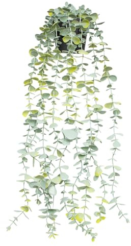 ECBEITF Künstliche Pflanze Hängend Eukalyptus 22 Inch, Hängepflanze Künstlich mit Topf, Kunststoff Eukalyptus Pflanzen Deko für Innenbereich, Außenbereich, Zuhause, Büro, Veranda, Wand