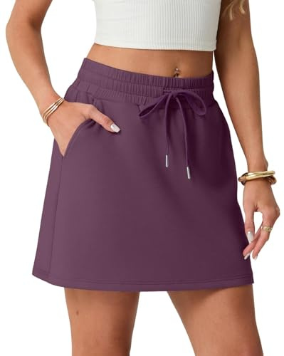 GRECERELLE Skort - Falda de tenis para mujer con pantalón inferior, falda corta para deporte y ocio, falda acampanada, cintura elástica, falda deportiva