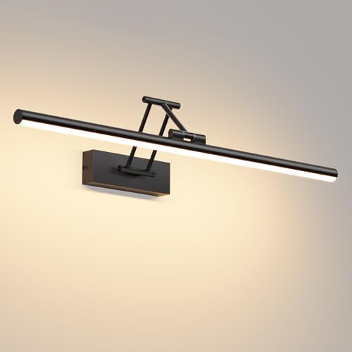Klighten LED Spiegellampe Bad 60cm,20W 1500LM,3000K.Schwarz | Drehung Spiegellampen für bad IP44, Spiegelleuchte Badezimmer, LED Badspiegelleuchten Badezimmerspiegel