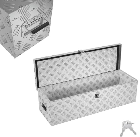 YZNAHRE 18 Liter Aluminium Werkzeugkoffer Alubox Transportbox Werkzeugkiste Werkzeugbox Abschließbar Anhängerbox Truckbox Deichselbox Silber