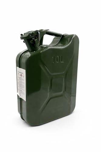 KOEM Kanister aus grün lackiertem Stahl, zugelassen für Kraftstoff, Benzin und Diesel, für landwirtschaftliche, nautische und Camping-Anwendungen (10 Liter)