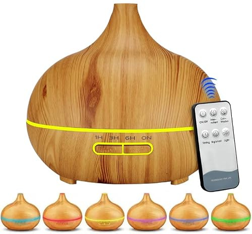 460ml Aroma Diffuser für Duftöle, Premium Ultraschall Luftbefeuchter Aromatherapie Öle Diffusor mit 7 farbigem LED Licht, BPA Free Schlafzimmer, Büro, Spa