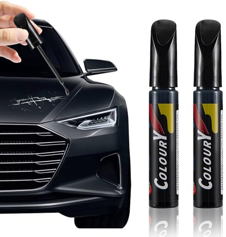 Lwezgi Auto Lackstift Schwarz mit Pinsel 12ml x 2, Lackstift Auto, für kleine Kratzer und Steinschläge, für Türen, Stoßstange, Felgen, Motorräder