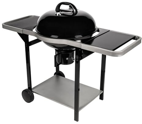 Somagic Barbecue Charbon de Bois avec Cuve et Couvercle de Cuisson en Acier Émaillé sur Chariot, 135. 5cm x 104cm