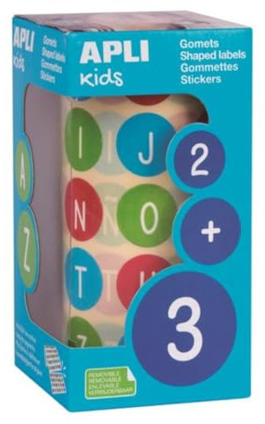 APLI Kids 102533 – Aufkleber Großbuchstaben auf Rolle, 900 bunte Aufkleber, zum Lernen des Alphabets, spielerische Aktivitäten, Schule und Zuhause