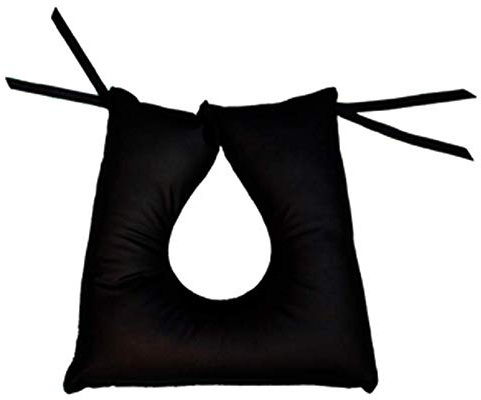 Obbocare Cojín Antiescaras Cuadrado con Forma de Herradura Abierta. Cojín Anatómico de Fibra Siliconada y Funda Impermeable. Cojín Postural Negro para Prevención de Úlceras. 37x45x15CM