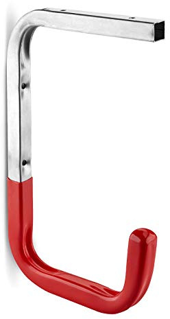 OrgaTech 6 x Wand- Deckenhaken 255 x 150 mm rot 30 Kg Tragkraft Gummierung | Gerätehalter Montagehaken Allzweckhaken Bodenträger