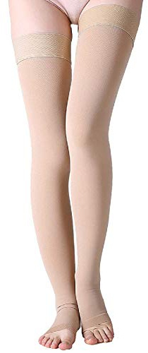 Wallfire Medizinische Kompressionsstrümpfe, 23-32mmHg Oberschenkel Stützstrümpfe für Damen Herren Relief Verhindern Krampfader (Color : Skin Color, Size : M)