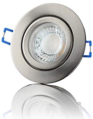 lambado® Premium LED Spot IP44 Flach Edelstahl gebürstet - Hell & Sparsam inkl. 230V 5W Strahler warmweiß dimmbar - Moderne Beleuchtung durch zeitlose Bad-Einbaustrahler/Deckenstrahler für Außen
