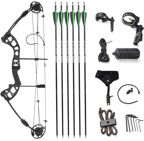 MILAEM Bogenschießen Compound Bogen und Pfeil Set Jagdbogen 30-55lbs Einstellbare Sportbogen Carbonpfeile Erwachsenen Bogen Außenaufnahmen Rechtshänder