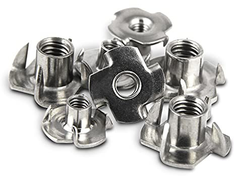 PROTECH 10 Stück Einschlagmuttern M8 Edelstahl A2 V2A Rostfrei Mutter mit 4 Einschlagspitzen Einschlaggewinde Einschraubmutter für Holz