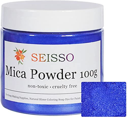 SEISSO Glimmerpulver – 100 g, dunkleres Blau, natürliches Epoxidharz, Farbpigmentpulver für Seifenherstellung, Schleim, Nägel, Farbe, Badebomben-Farbmittel usw.