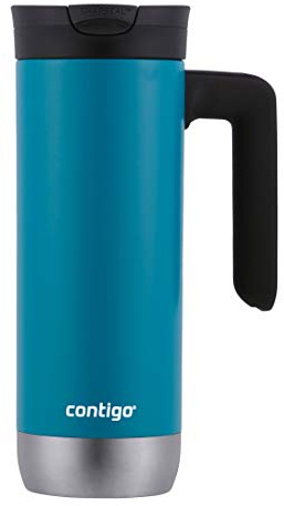 Contigo Superior 2.0 Stainless Steel Travel Mug with Handle Leak-Proof Lid Double-Wall Insulation for Hot & Cold Beverages, 20oz, Juniper, Ideal for Commuting and Travel