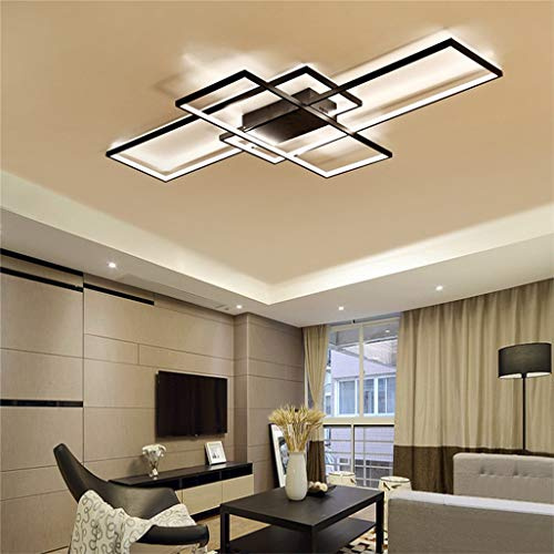 GHY LED-Deckenleuchte Wohnzimmer Lampe Design Rechteckige Deckenlampe Metall Acryl Küche Schlafzimmer Energiesparende Dekorative Beleuchtung,Schwarz,140 * 80CM/115W