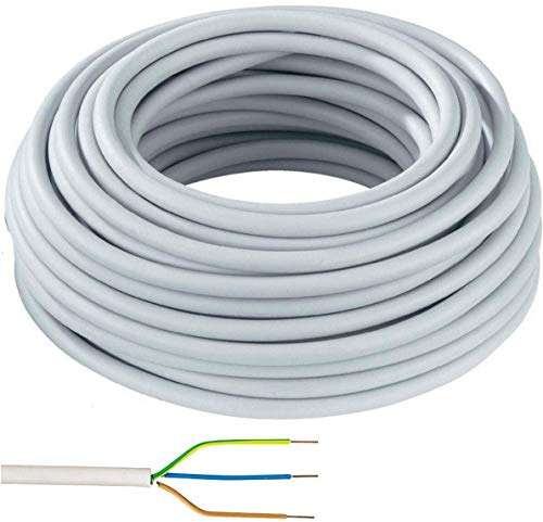 HDmirrorR Elektro Kabel Mantelleitung NYM-J 3x1,5mm² Kabel | 50m Ring, 3 adriges Installationskabel Steckdosen