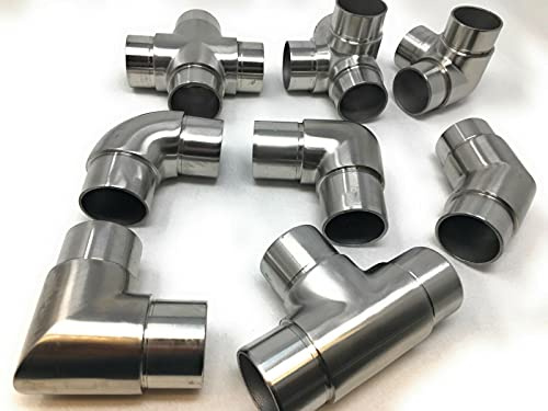 Edelstahl Steckfitting Rohrverbinder Rohrbogen Flansch Verbinder Geländer A2 (T Verbinder, 42,4)