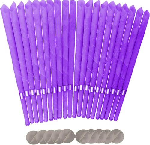 20pcs Ear Candles, Ear Candle Set with Natural Organic Beeswax (drip Protection Tray 10pcs), Ear Candle kit, for Health Care of Blocked Ears (Purple)