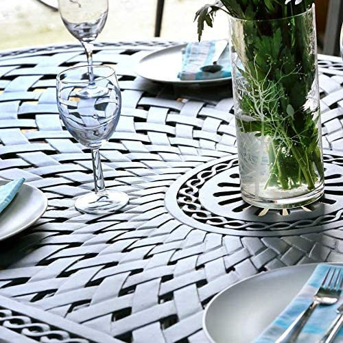 Lazy Susan 208 cm Ovaler Catherine Gartentisch in Schiefergrau mit 8 Rose Stühlen und terrakotta Sitzkissen | Nachhaltiges Sandguss-Aluminium | Wetterfest | Rostfrei | Wartungsarm | 3 Jahre Garantie