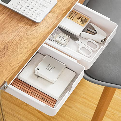 FRETONBA Lådor under skrivbord 2 stycken, förvaringslåda mini, självhäftande lådor organisatör för kontor, dold låda vit