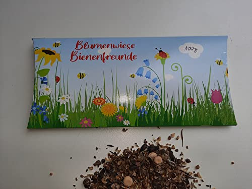 NEU 100g Blumensamen Bienenfreunde Bienenwiese Wildblumenmischung ohne Gräser Saatgut Insekten Bienen bunte Blumenwiese Samen ein- u. mehrjährig (für 100qm)