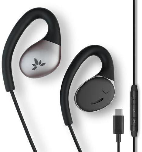 Avantree Resolve (Petit-Moyen) – USB-C Écouteurs Filaires Ouverts, Micro & Crochet, pour Femmes, Enfants, Petites Oreilles, Idéal Bureau, Extérieur, Maison