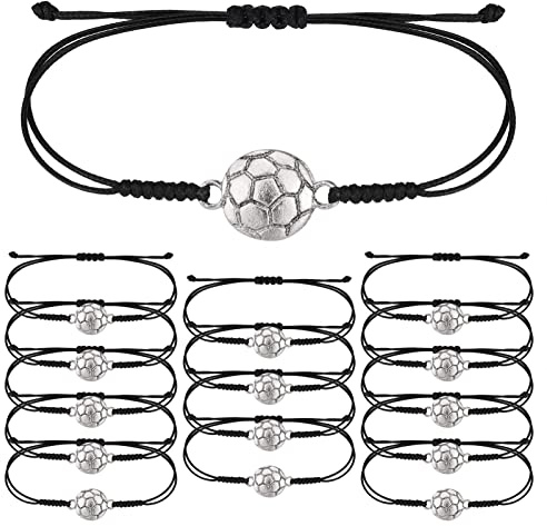 Zocipro 15Pcs Pulseras de Fútbol, Pulseras Ajustables Hombre Pulseras Atléticas Bracelet Rope para Niños Niñas Adolescentes Adultos Fiesta de Cumpleaños